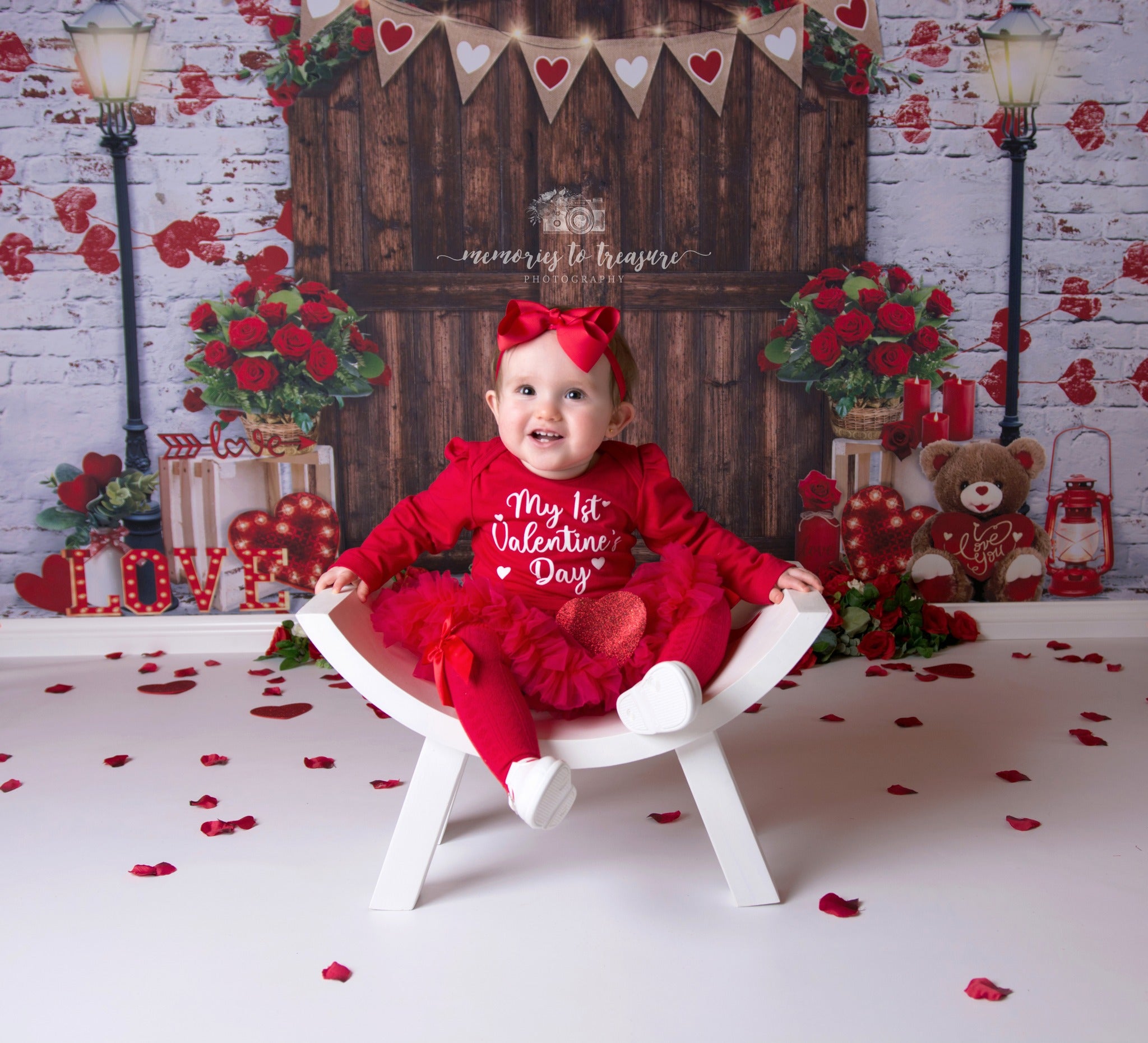 Avezano Wooden Door and Roses Valentine'S Day Photography Backdrop-AVEZANO